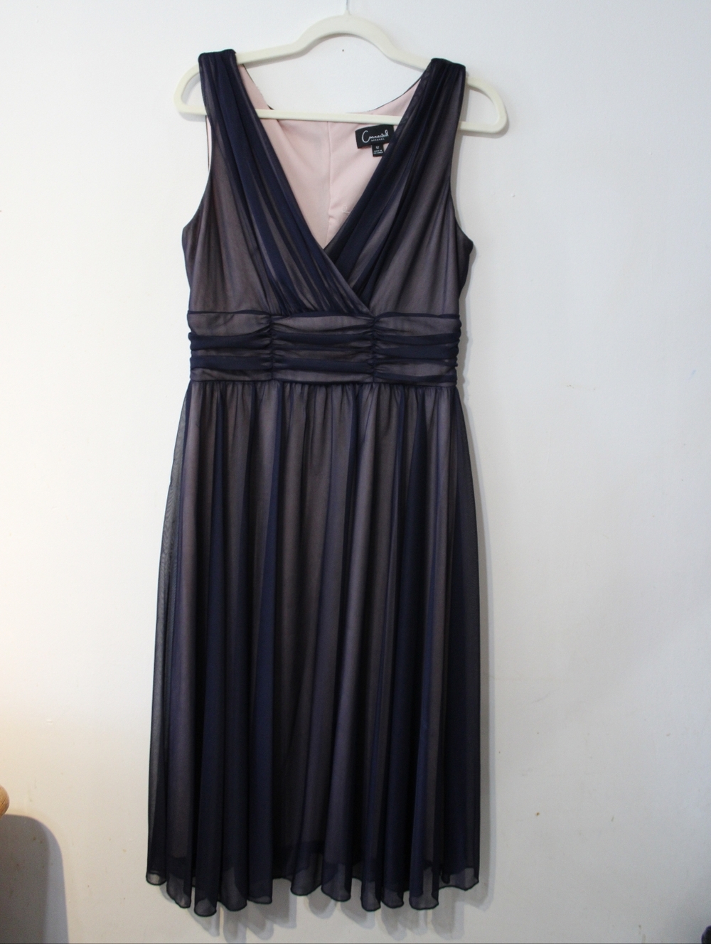 connected apparel Navy V-Neck Maxi Dress